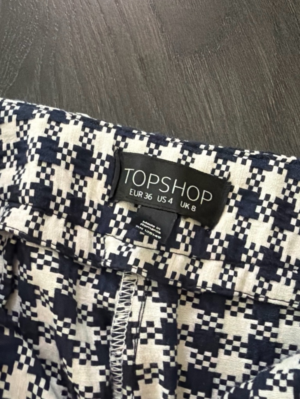 TOPSHOP Navy and White Patterned pants
